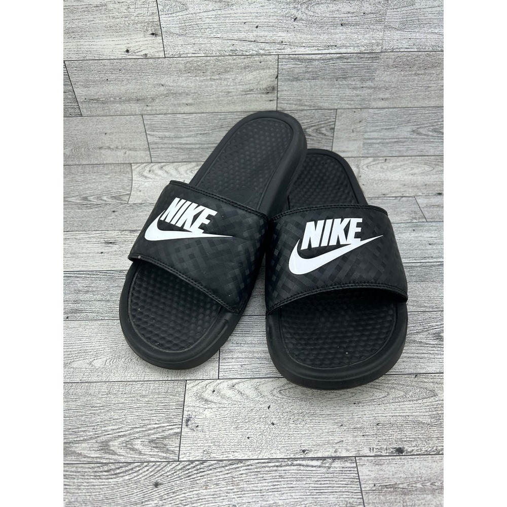 Nike Benassi JDI Black White Athletic Slide Sandals 343881-011 Women Sz 9